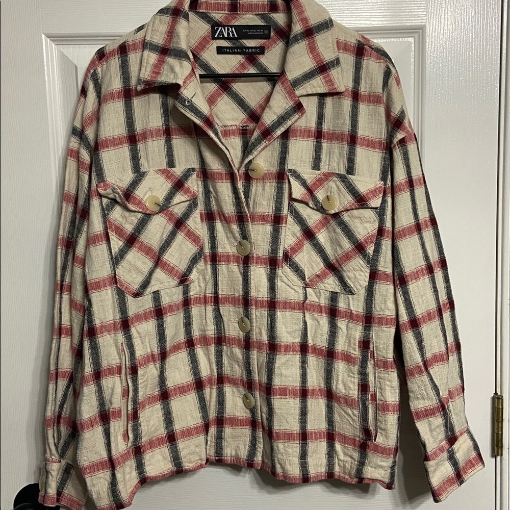 Zara Red and Black Plaid Fabric - Picture 1 of 3